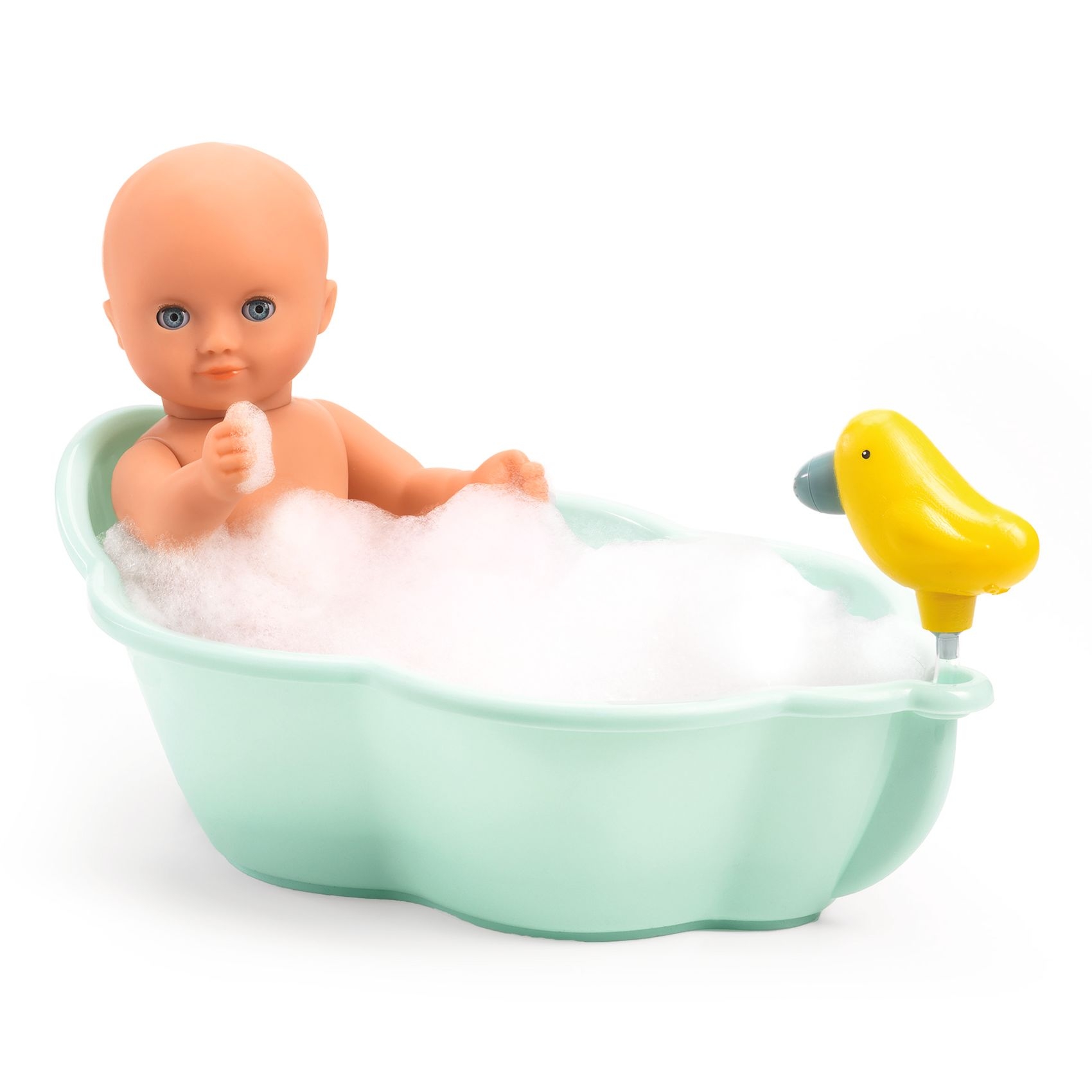 Fürdőkád játékbabáknak - Kék, sárga madárral - Bathtub - 1