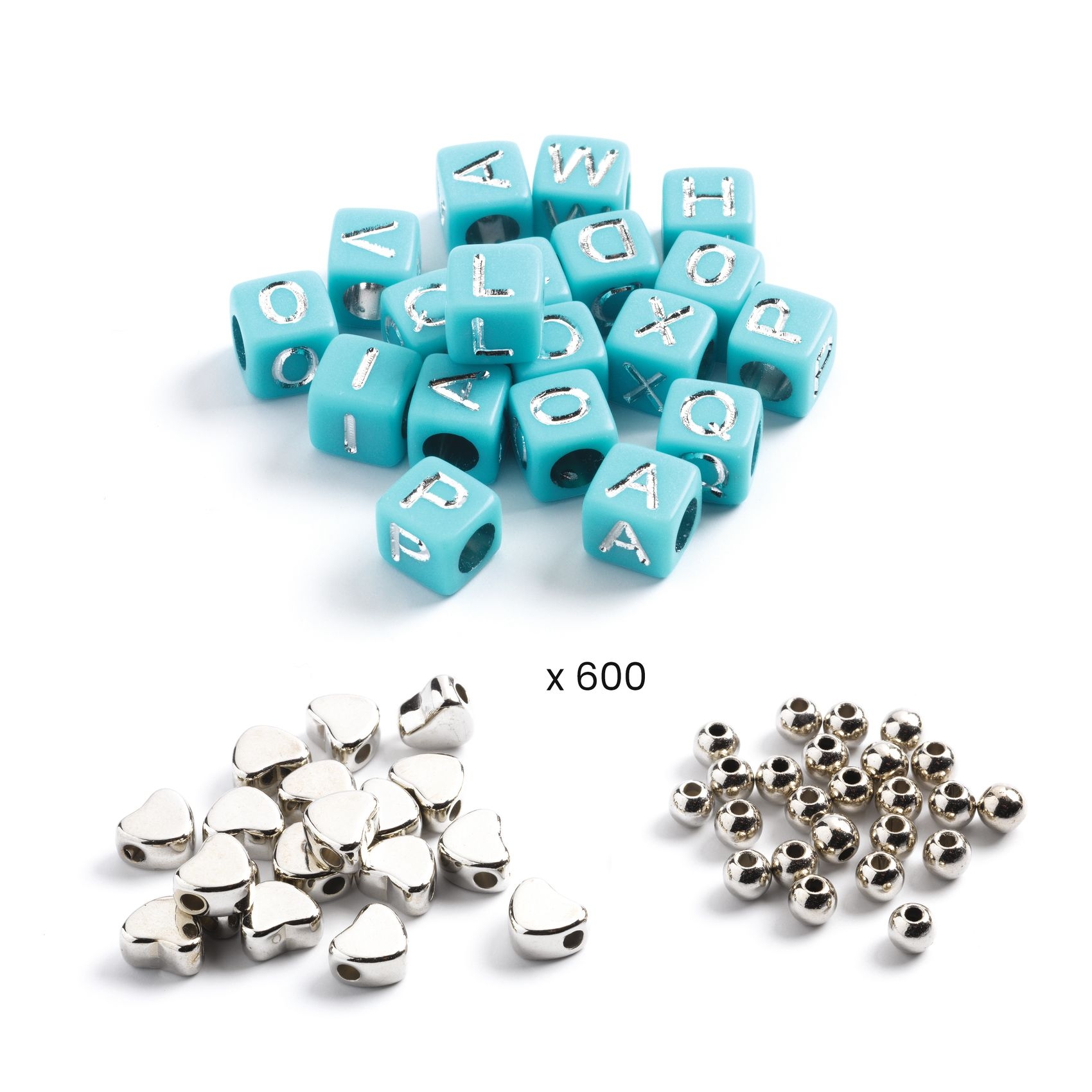 Ékszerkészítő készlet - Betű gyöngyök, ezüst - Alphabet beads, Silver - 1