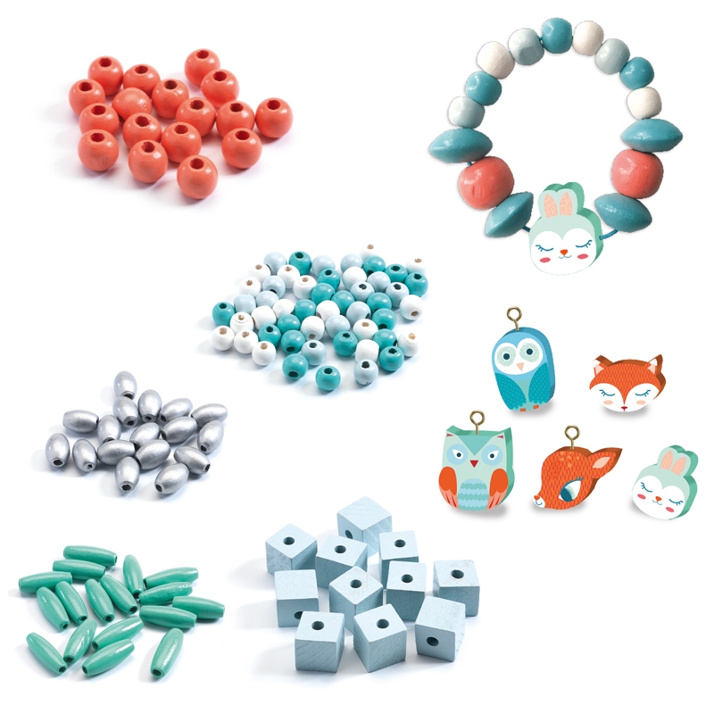 Fagyöngyök - Erdei állatkák - Wooden beads, small animals - 1