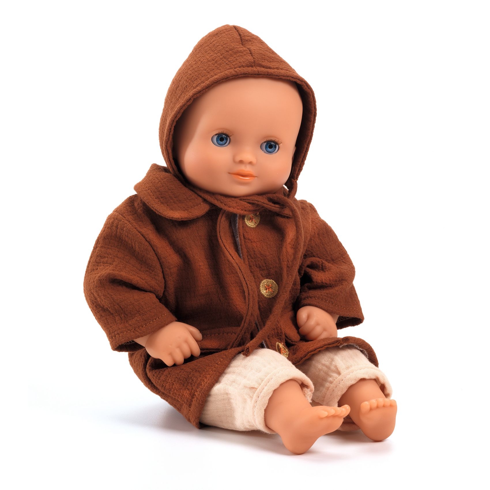 Játékbaba ruha - Őszi kabát sapkával, barna - Fall - 1