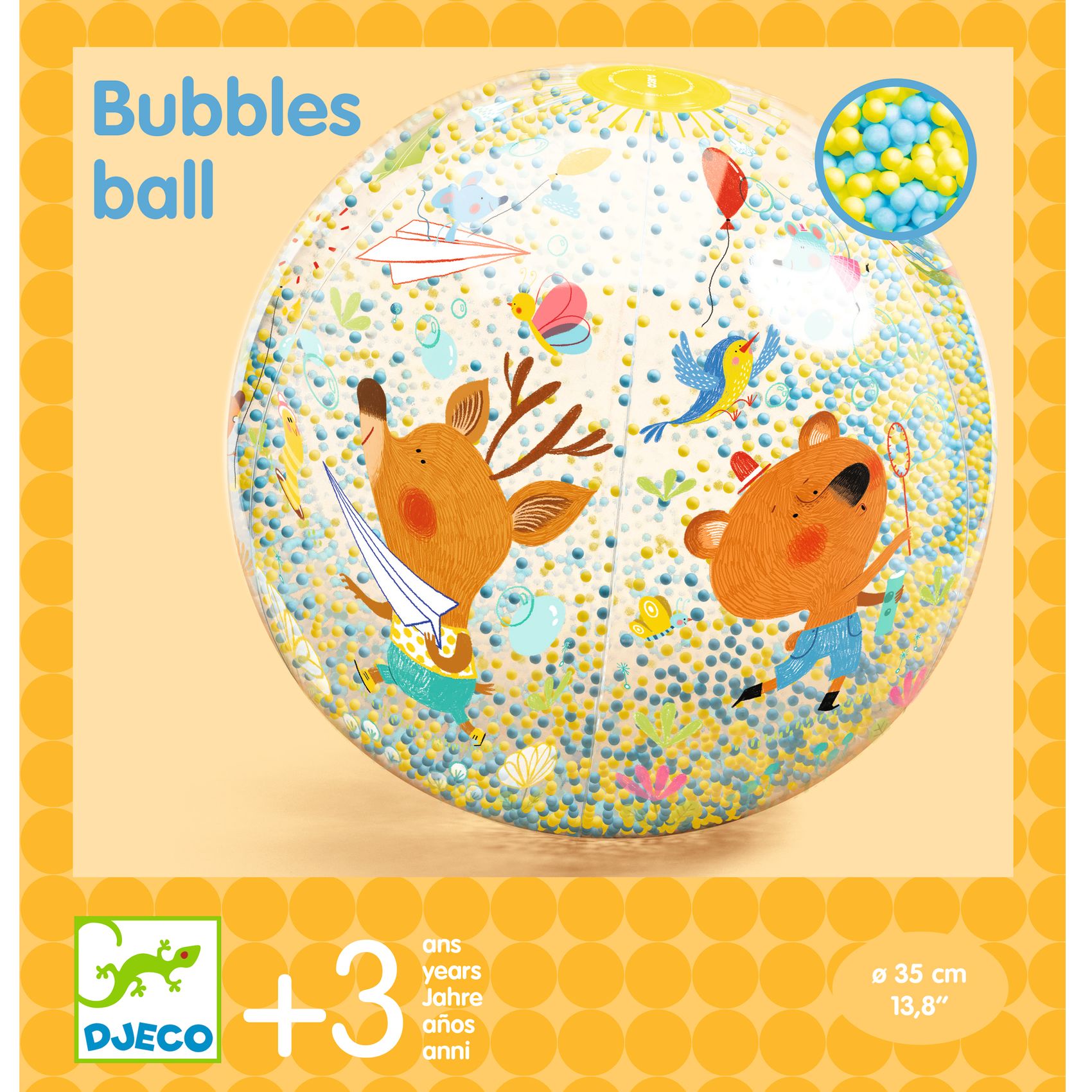 Felfújható labda, Ø 35 cm - Csörgő zörgő labda - Bubbles ball - 3