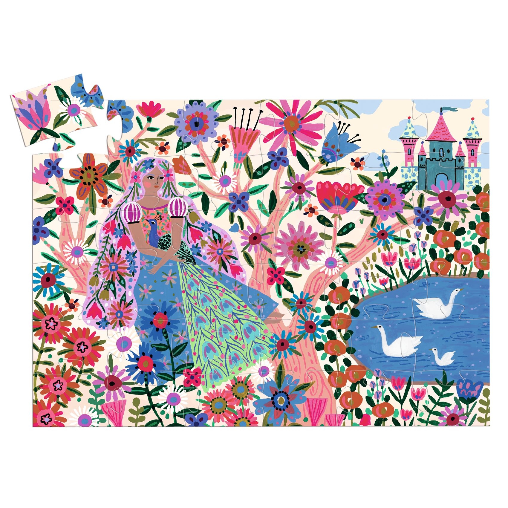 Formadobozos puzzle - Hercegnő és a páva, 36 db-os - The princess and her peacock  - 1