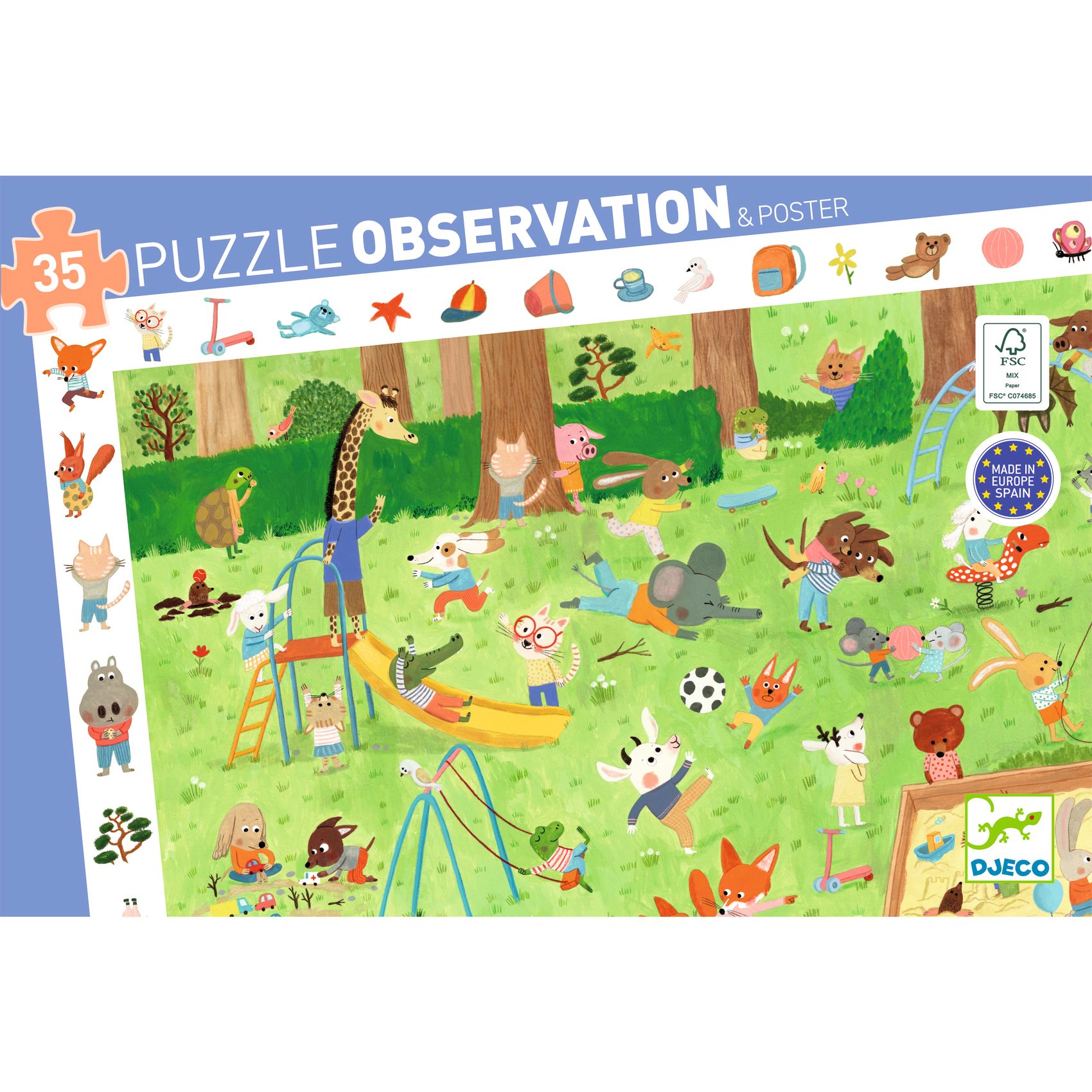 Megfigyeltető puzzle - Kisbarátok a kertben, 35 db-os - Little friends' garden - 5