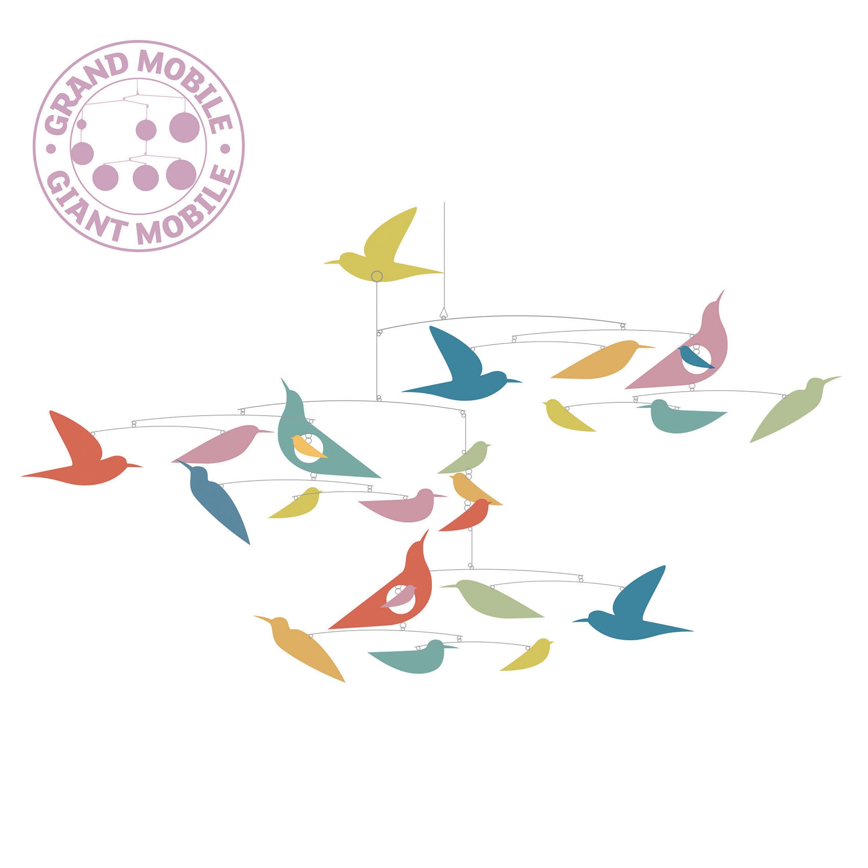 Szélmobil függődísz - Sokszínű madarak - Mobile Katsumi - Multicolored birds - 1