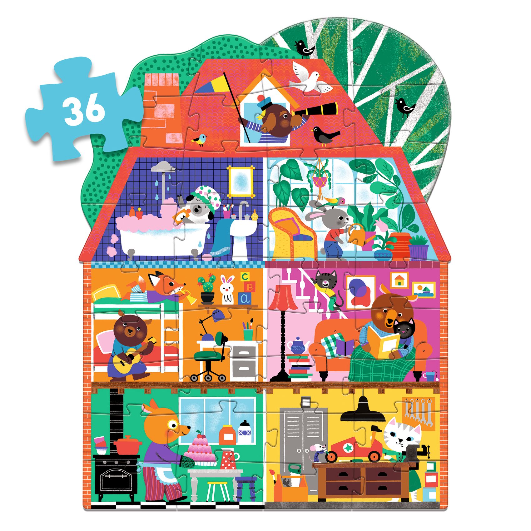 Óriás puzzle - A Kisbarátok Háza, 36 db-os - The Little Buddies' House - 2