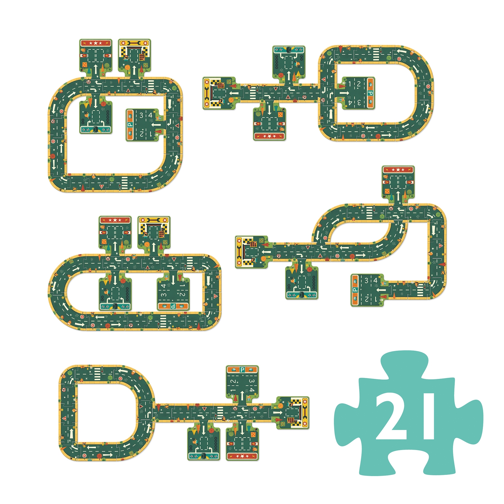 Óriás puzzle - Utak, irányok, 21 db-os - Roads - 2