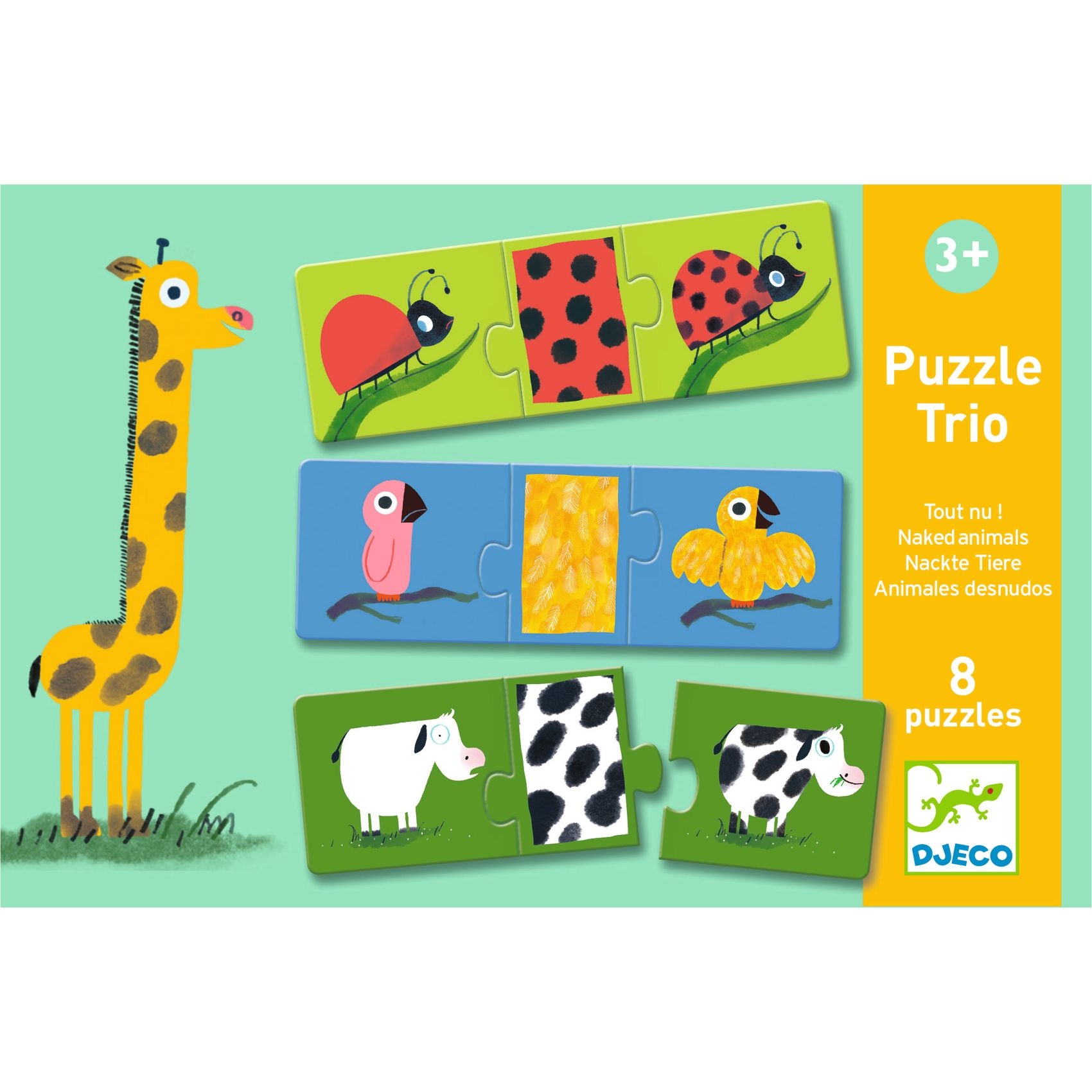 Párosító puzzle - Állati mintázatok - Trio Naked animals - 0