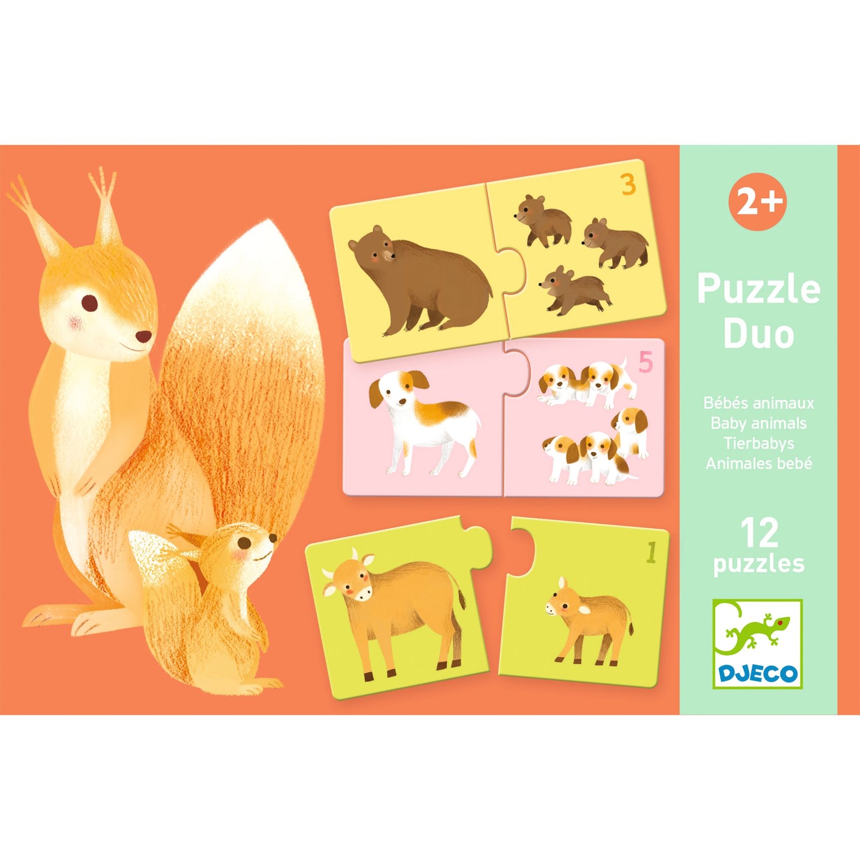 Párosító puzzle - Kié a kölyök, 24 db-os - Baby animals - 2