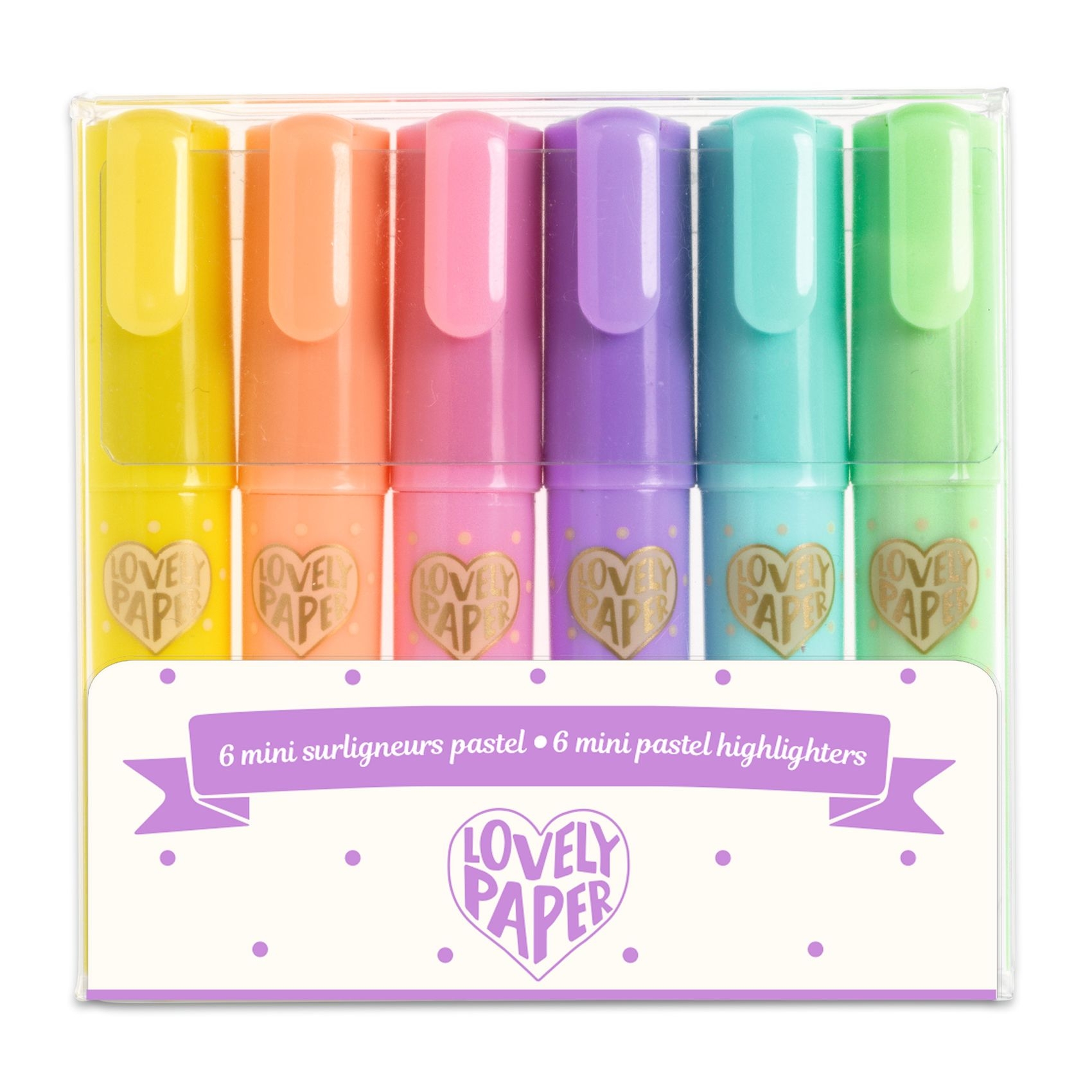 Szövegkiemelő mini toll készlet 6 pasztell színben - 6 mini pastel highlighters - 0
