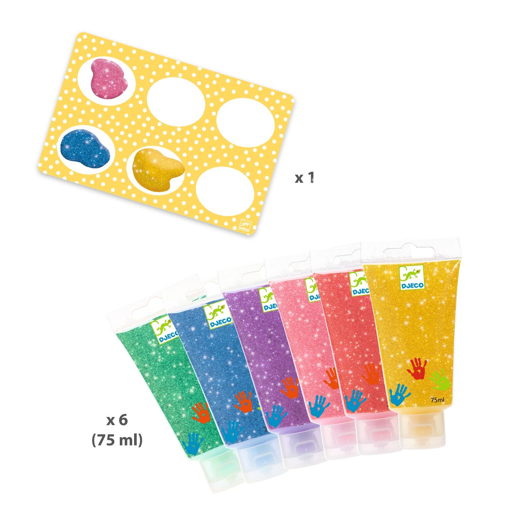 Ujjfesték - Hat csillámos szín - 6 tubes of finger paint - Glitter - 1